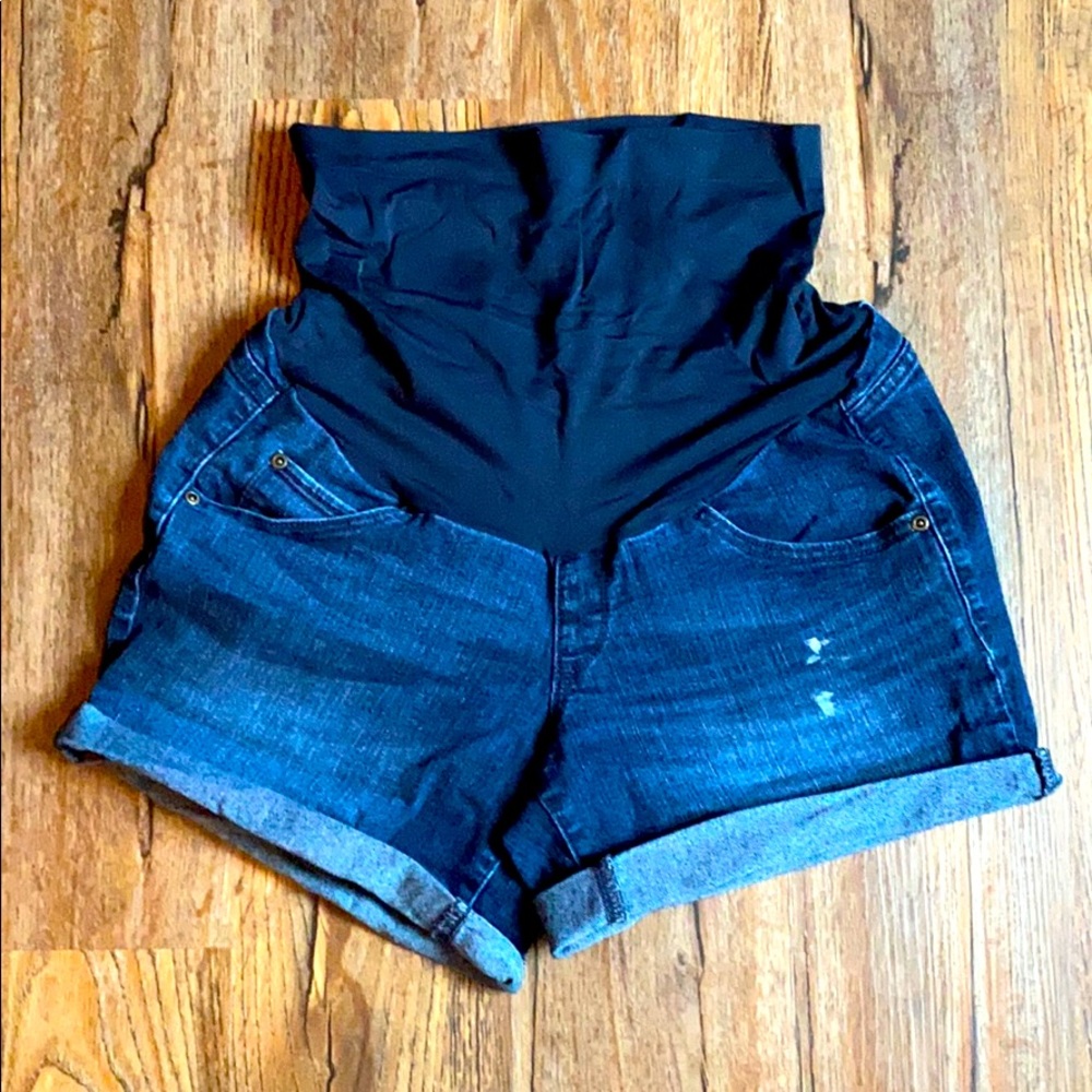 Maternity over the bump jean shorts